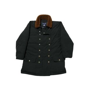 Vtg Ralph Lauren Polo Sport Military Down Jacket Womens Large Lamb Collar Blk